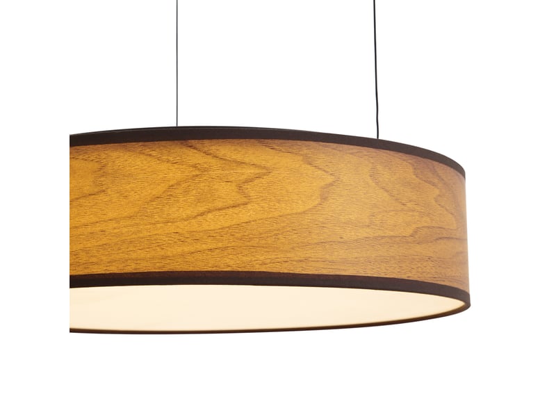  Suspension moderne noire avec imprimé bois de noyer, led intégrée, 3 niveaux d'intensité et système easylift - drew  - Conforama B