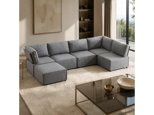 Canapé d'angle modulable 308x152x77 cm convertible bois gris clair