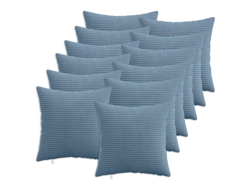 Lot de 12 housses de coussin heerlen bleu 40 x 40 cm velours côtelé cf49029 - Conforama B