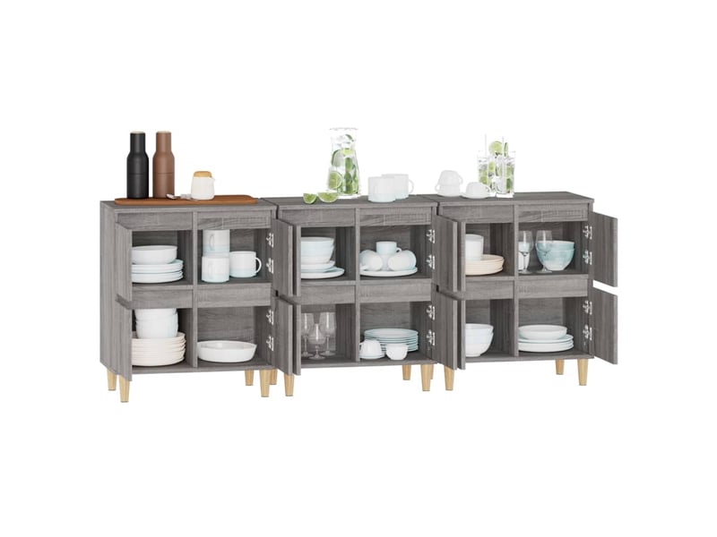 Buffets 3 pcs - bahut - meuble de rangement sonoma gris 60x35x70 cm bois d'ingénierie  - Conforama E