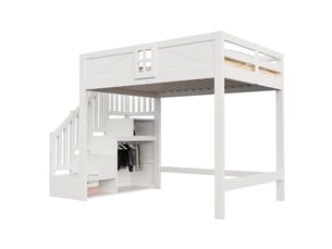 Lit mezzanine 140x200 cm <strong>HAUSS SPOLE</strong> <strong></strong> coloris blanc