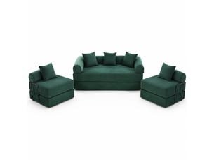 Canapé d'angle modenvie modulable 4 places 270 x 180 cm en velours côtelé vert émeraude