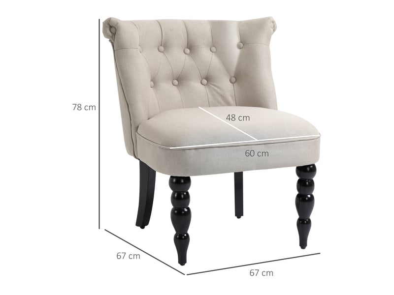  Fauteuil relax vintage,67x67x78 cm,avec pieds réglables,lin,beige  - Conforama C