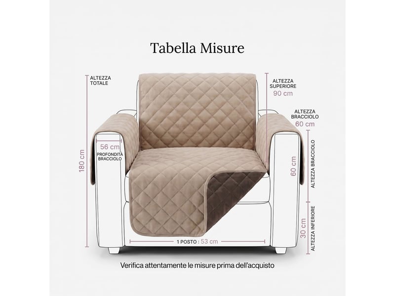 Housse de fauteuil imperméable anti-taches réversible 53 cm roselle - bordeaux - Conforama C