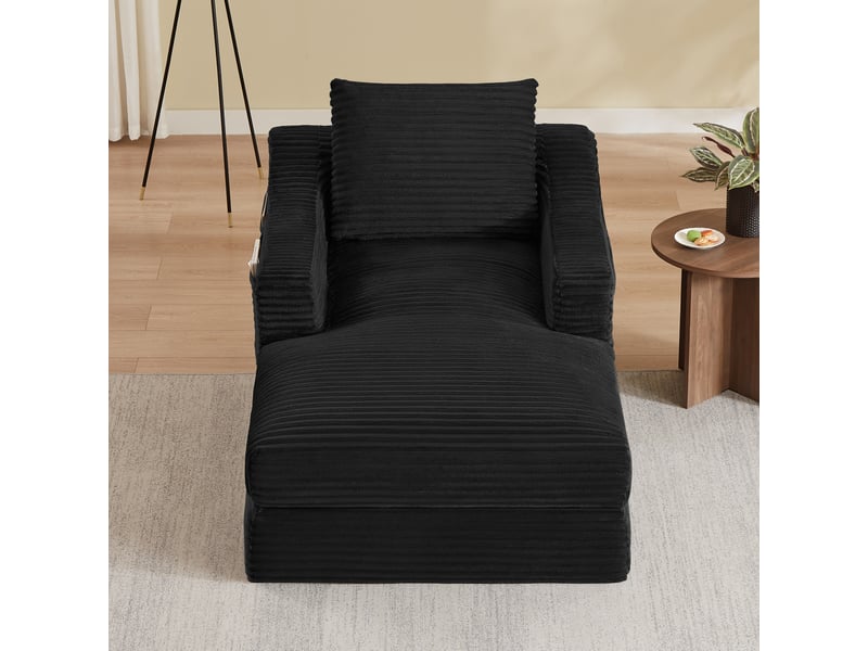  Fauteuil lounge minimaliste en velours côtelé, assise spacieuse, design double couche, convertible en lit  - Conforama B