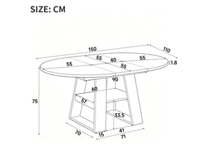 Table à manger extensible avec rangement, design moderne, structure fonctionnelle pour cuisine et salle à manger