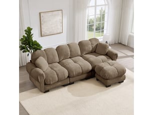 Canapé d'angle,260x149x90 cm,3 places avec ottomane mobile,chenille,marron