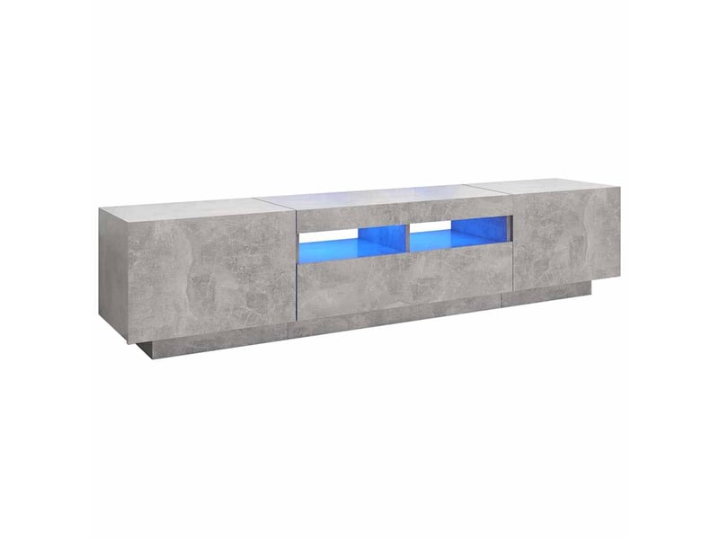  Meuble tv - banc tv - meuble de rangement avec lumières led gris béton 180x35x40 cm  - Conforama A