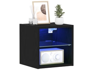 Table de chevet - cabinet de chevet - table de nuit murale led 2 pc noir 30 x 28,5 x 30 cm