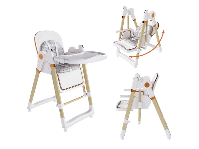 Chaise haute bébé 2-en-1,59x76x96 cm,réglable,polypropylène,blanche - Conforama A