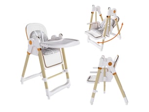 Chaise haute bébé 2-en-1,59x76x96 cm,réglable,polypropylène,blanche