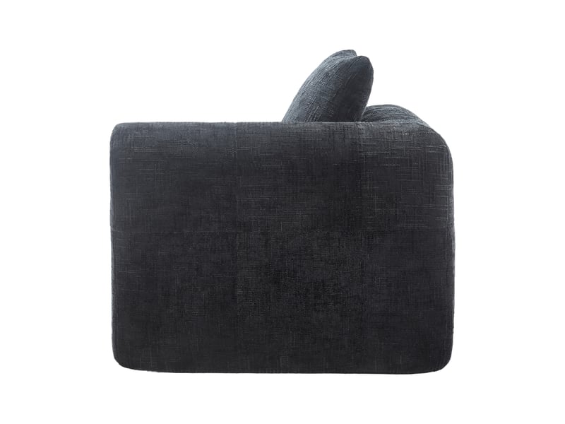  Canapé noir en chenille avec méridienne, coussin inclus et poches latérales pratiques pour salon  - Conforama W