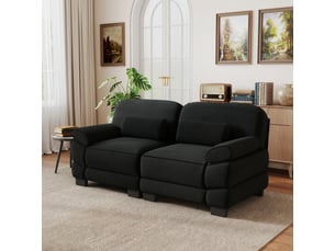 Canapé 2 places moderne modulable, coussin lombaire, assise profonde, cordon cord doux, noir, pour salon et appartement