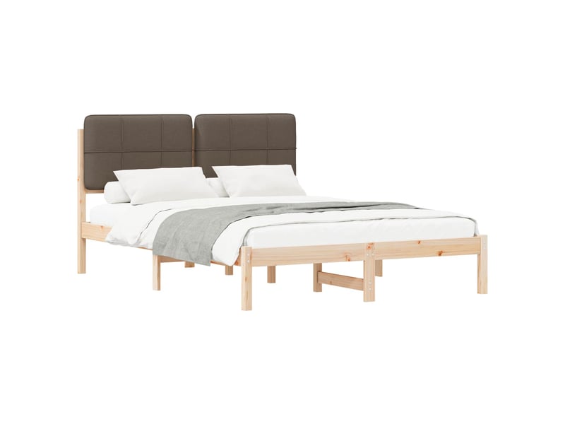  Lit double- lit adulte -  cadre de lit avec tête de lit rembourrée taupe 140 x 200 cm  - Conforama A