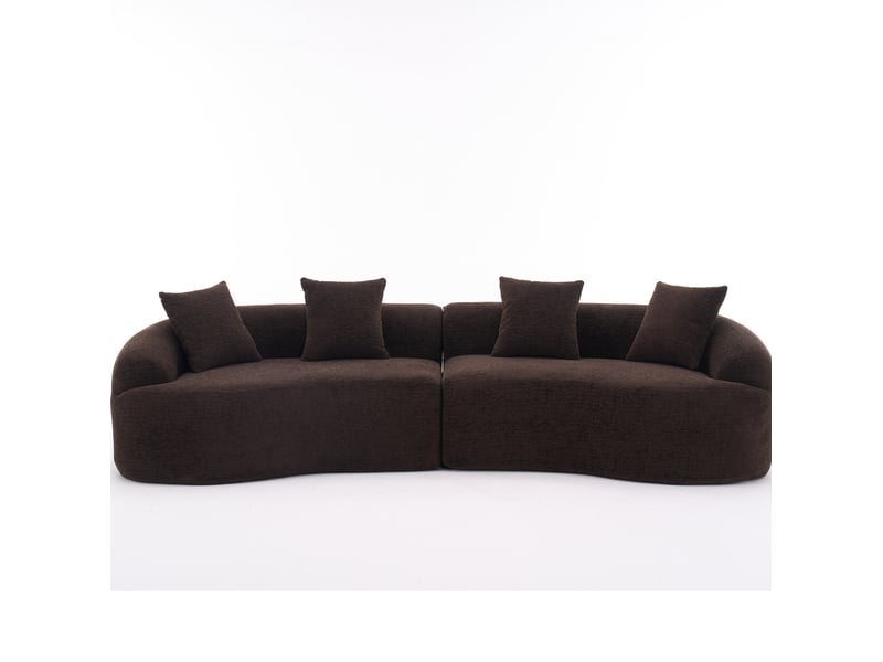 Canapé modulable 4 places incurvé en chenille marron foncé  275x115x63 cm, sans montage  - Conforama D