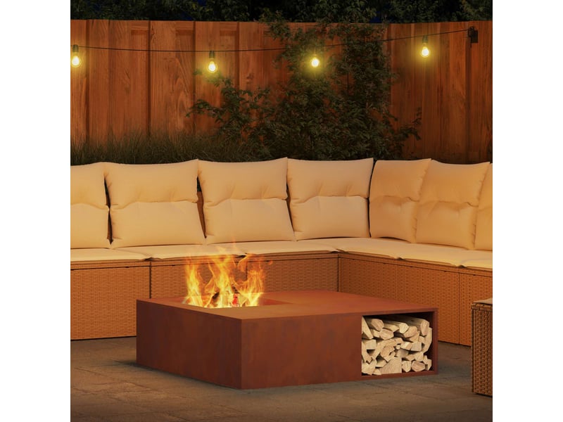  Brasero exterieur, foyer de cheminée rouillé 100x100x30 cm acier patiné  - Conforama D