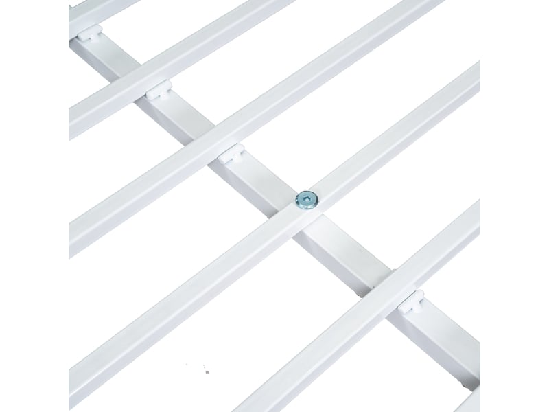  Lit superposé 3 places en métal avec échelle, barrière et tablette, 90x200 cm pour chaque couchage, sans matelas, blanc  - Conforama E