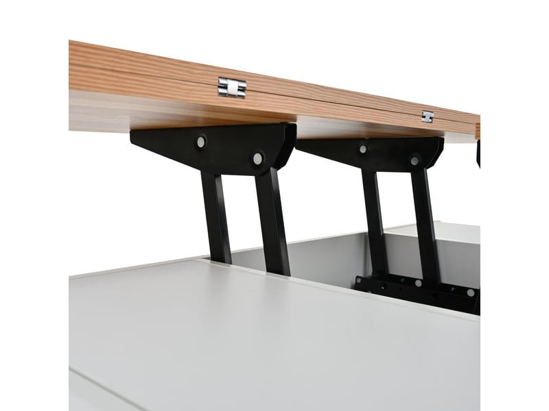 Table basse relevable 4 roulettes 4 tiroirs réglable hauteur rangement multifonctionnelle blanc chêne - Conforama R