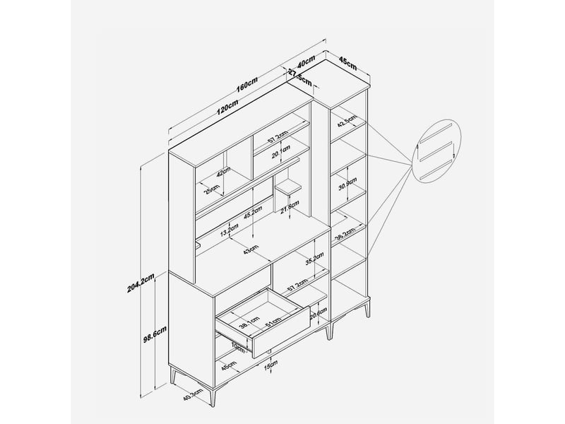 Buffet de cuisine garde-manger multifonction avec tiroirs salinas - Conforama D