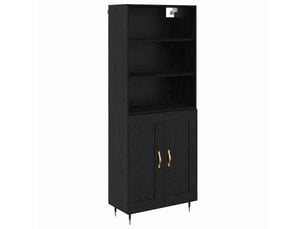 Buffet - haut armoire chêne noir 69,5 x 34 x 180 cm bois d'ingénierie