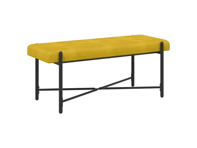  Banc chambre, banc de lit capitonné à boutons avec coussins jaune 110x40x46 cm  - Conforama E