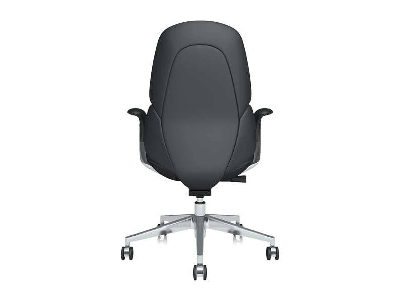 Chaise de bureau en cuir mi-dossier 69 x 70 x 105 cm – noire – inclinable et réglable en hauteur – à roulettes - Conforama E