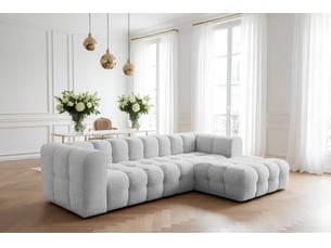 Canapé d'angle droit fixe <strong>LOUNGITUDE</strong> <strong>MILOE</strong> 4 places Tissu Gris clair
