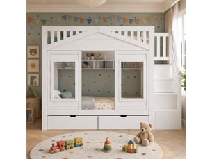 Lit superposé 2x90x200 cm <strong>WISHDOR</strong>  <strong></strong> coloris blanc