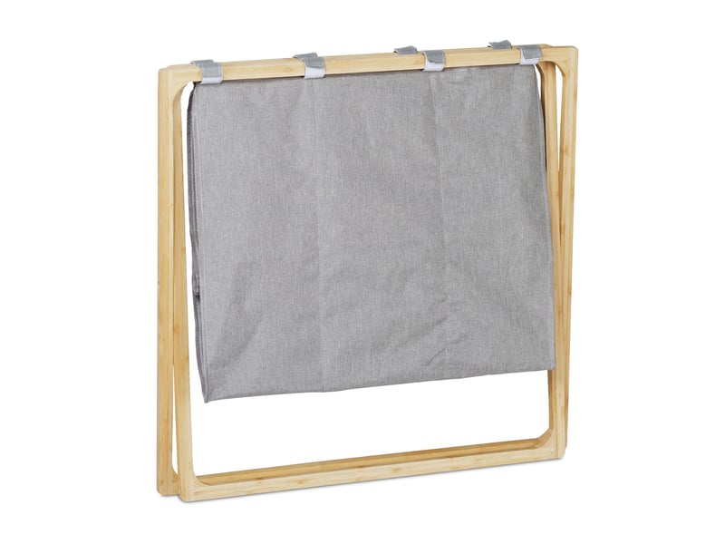  Panier à linge 3 compartiments pliable design moderne 70 x 40 x 60 cm en bambou naturel gris 13_0008536  - Conforama C