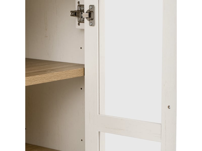  Buffet avec 2 portes vitrées, 2 tiroirs et étagères réglables en mdf 76,2×40,1×180 cm blanc  - Conforama C