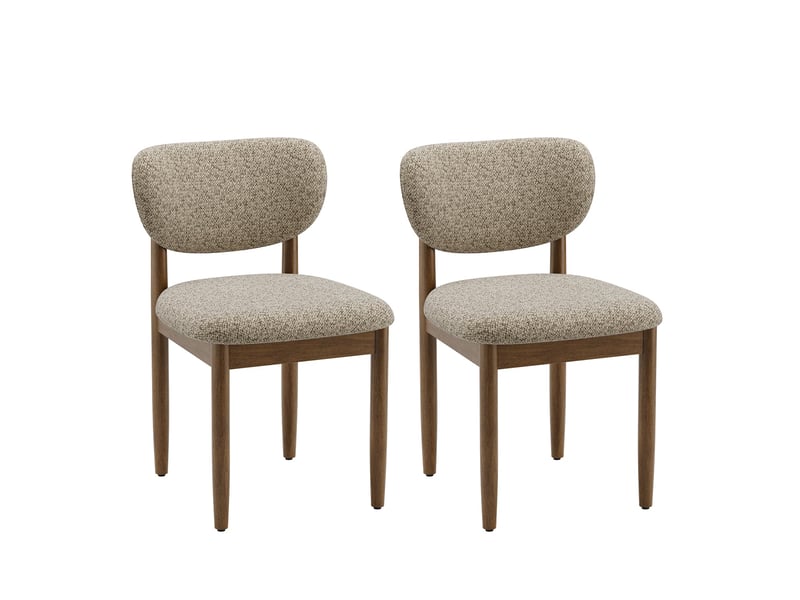  Lot de 2 chaises de salle à manger en chenille, pieds en bois, dossier ergonomique, assise rembourrée confortable, style moderne pour salle à manger et cuisine, marron  - Conforama A