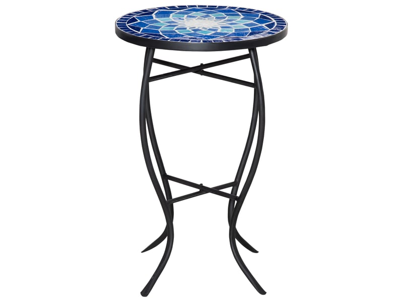 Table basse de jardin ronde en métal mosaïque avec plateau en céramique, ф35,5 x 53,5 cm - Conforama B