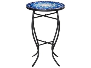 Table basse de jardin ronde en métal mosaïque avec plateau en céramique, ф35,5 x 53,5 cm