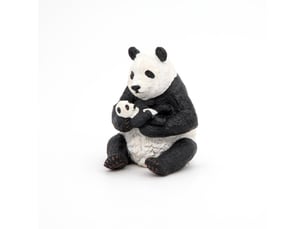 Panda assis et son bébé papo figurine