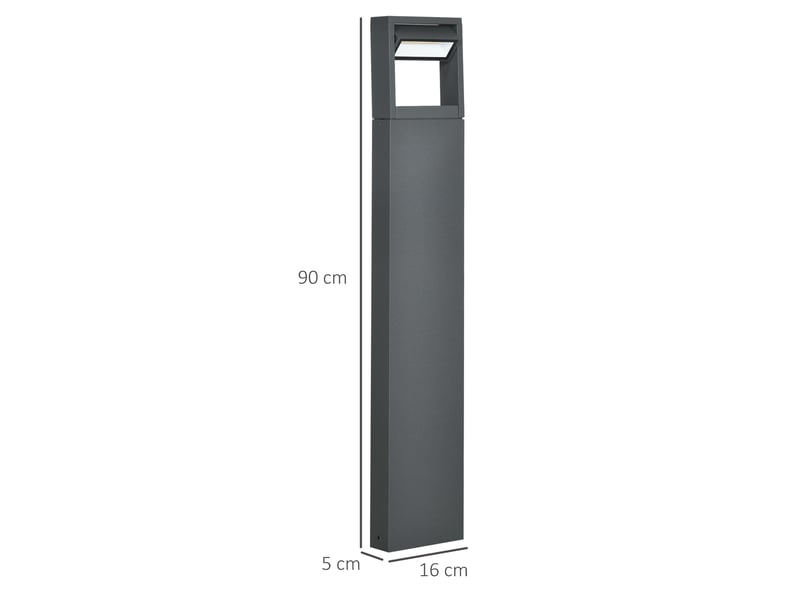 Lampadaire lanterne de jardin ip65, éclairage de chemin à led blanc chaud, angle d'inclinaison ajustable, aluminium, gris foncé, pour extérieur  - Conforama C