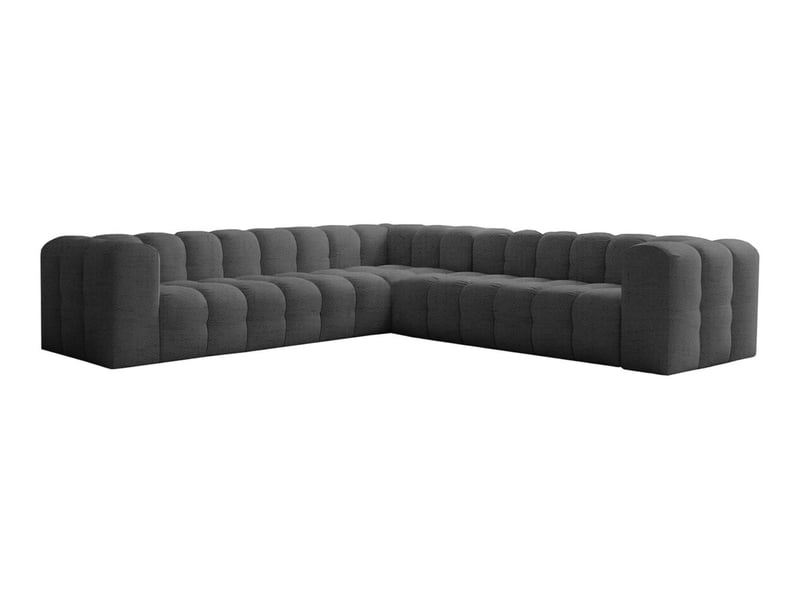 Canapé d'angle réversible miloe 6 places avec accoudoirs en tissu - gris foncé MILOE - Conforama A