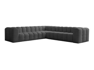 Canapé d'angle réversible fixe LOUNGITUDE MILOE 6 places Tissu Gris foncé