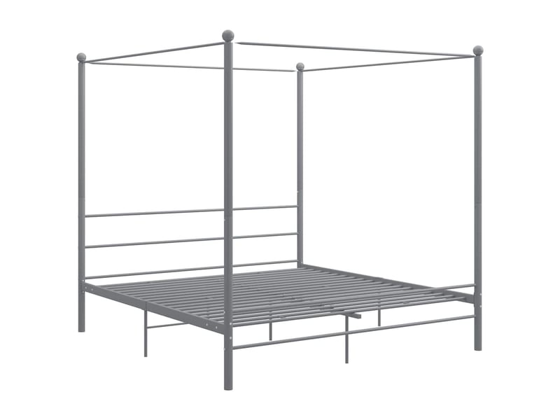  Lit double- lit adulte -  cadre de lit à baldaquin sans matelas gris métal 200x200 cm  - Conforama A