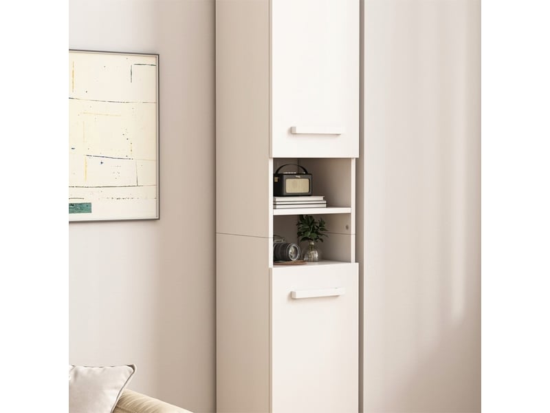 Regał szafka biała nowoczesna stojąca słupek wysoki loft 2 drzwi 180 cm  - Conforama C