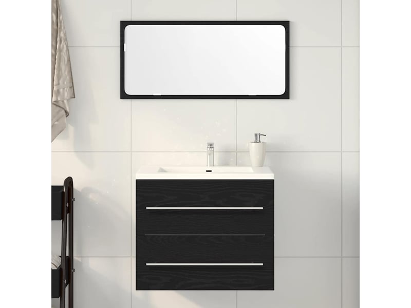 Meuble sous lavabo de salle de bain chêne noir 60x38,5x48 cm cf64847  - Conforama B