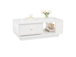 Table basse rectangulaire coloris blanc <strong>MODFU</strong> <strong></strong> - 48 cmx90 cm