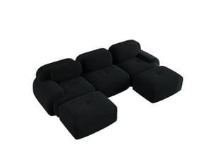 Canapé d'angle modulable ulevr 3 places en u sans cadre, 298 x 178 cm, mousse 32d, velours côtelé noir
