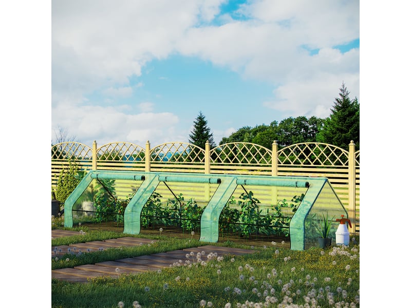  Mini serre étanche pour plantes avec 3 entrées enroulables, en acier et pe, 400 x 100 x 80 cm, verte  - Conforama D