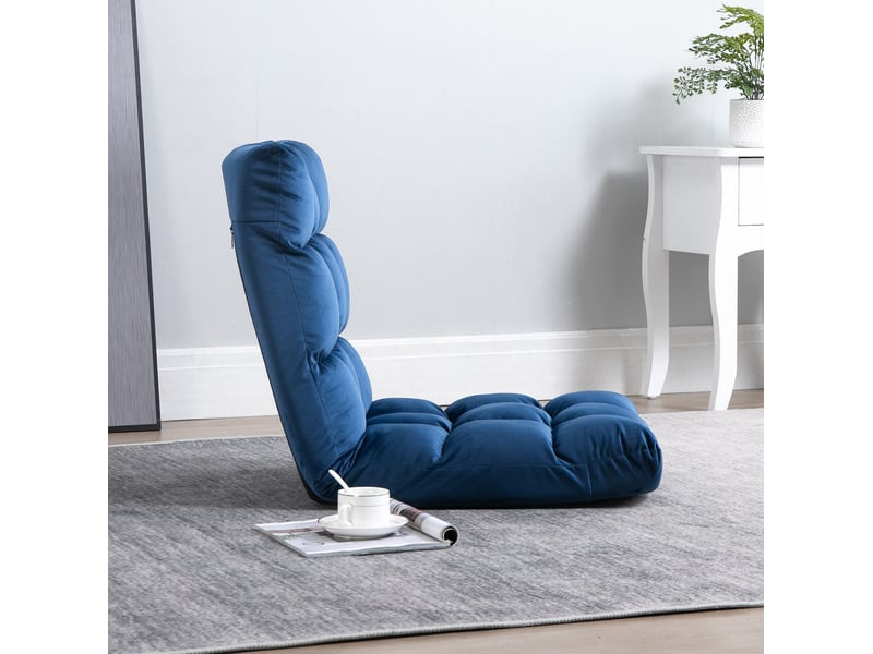 Canapé droit convertible 2 places en tissu bleu, dossier réglable 5 positions, idéal pour recevoir vos invités - Conforama E