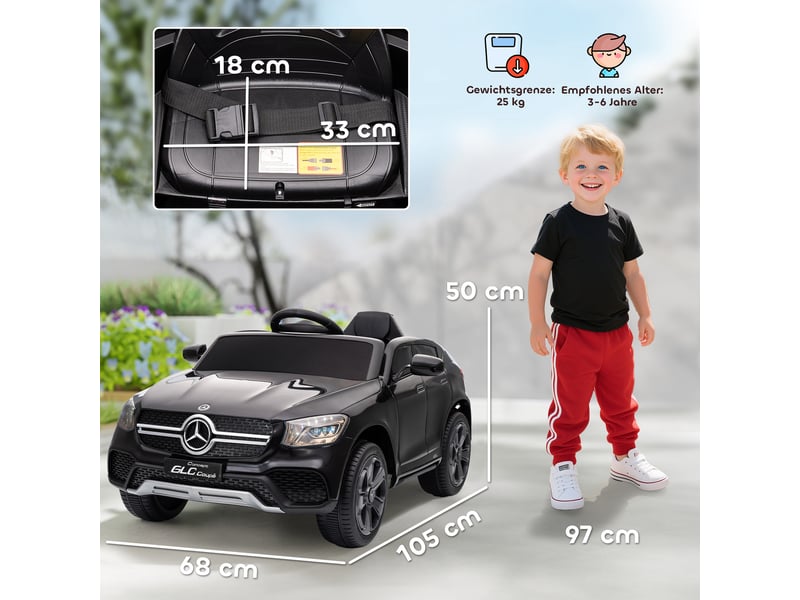  Voiture électrique pour enfants, 12 v, avec télécommande, lumières led, musique, 3 vitesses, 3-6 ans, noire  - Conforama E
