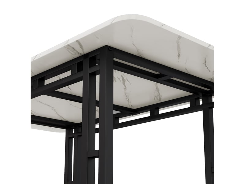  Table à manger moderne 140x80x74 cm, design léger et luxueux, plateau en panneau mdf, pieds métalliques noirs, finition noirblanc  - Conforama E
