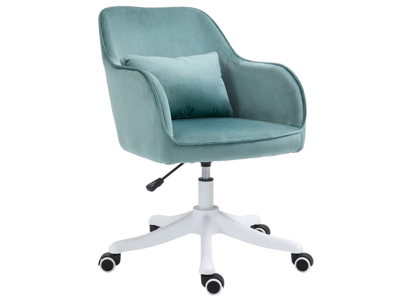 Fauteuil de bureau massant en velours vert, hauteur réglable, coussin lombaire vibrant - Conforama A