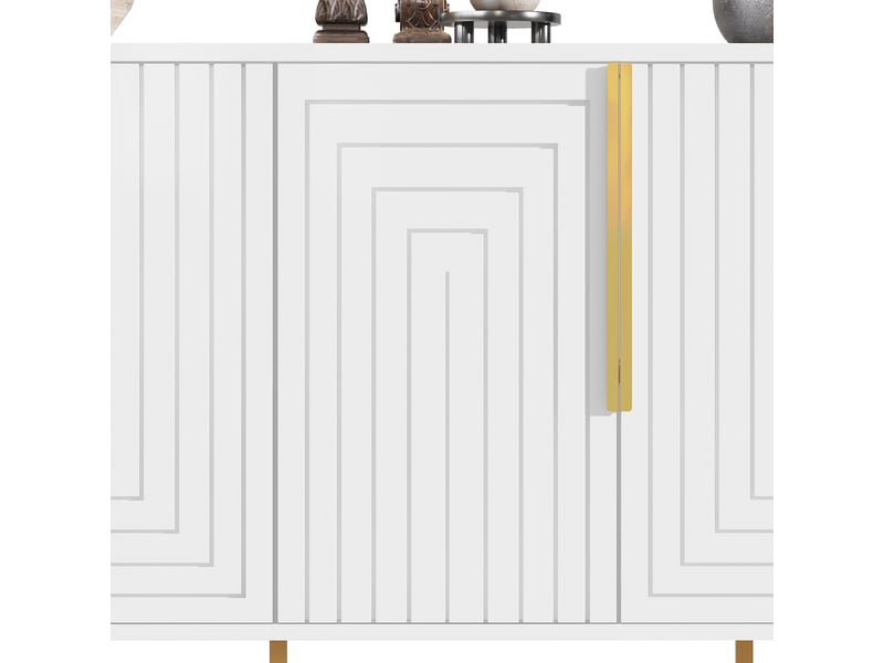  Buffet 2 portes et 4 compartiments de rangement pour salle à manger en mdf 152×40×75 cm blanc  - Conforama D