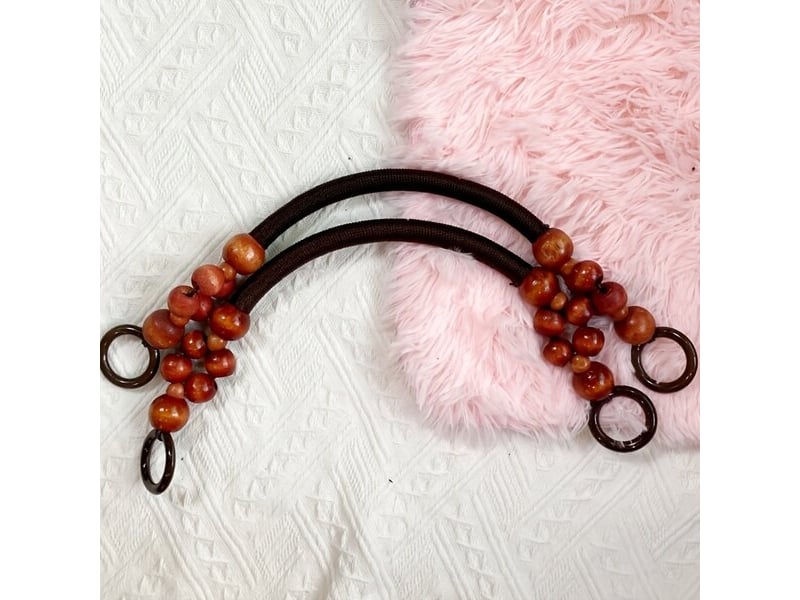  Paire de perles de bois avec corde de couleur vermillon, décoration artisanale  - Conforama A