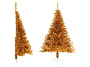 Demi sapin de noël, arbre de noël artificiel avec support doré 120 cm pet